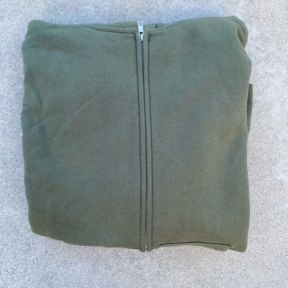 Zipper Hoodie Army Green Sweatshirt - Picture 11 of 14
